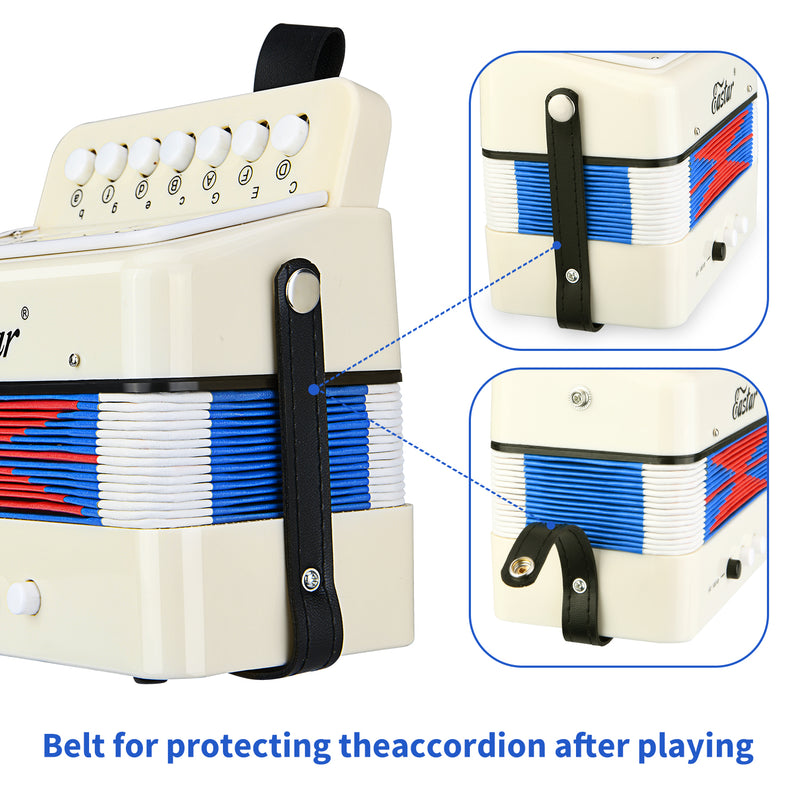 Eastar Kids Accordion Toy Accordian Mini Musical Instruments 10 Keys Button for Child Children Kids Toddlers Beginners (White)