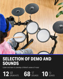 Donner DED-70 Electric Drum Set 4-Drum 3-Cymbal For Beginners with Headphones/Drum Throne