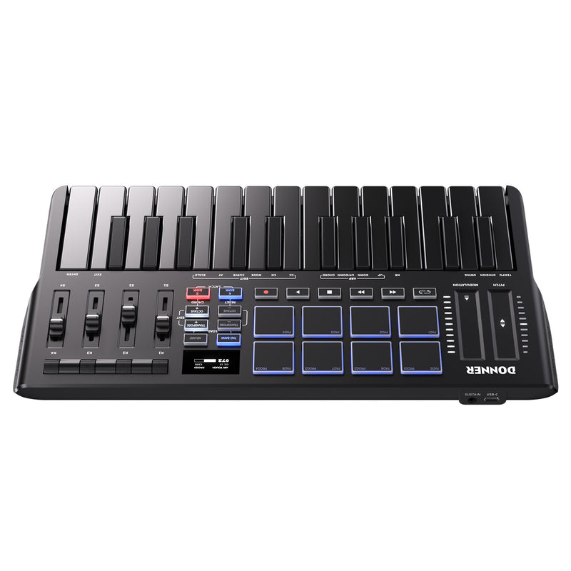 Donner DMK-25 PRO MIDI Keyboard Controller with Personalized Touch Bar, Free Music Production Software/Free 40 Courses