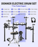 Donner DED-200 Electronic Drum Set 5-Drum 3-Cymbal 450-Sound with Headphones/Drum Throne