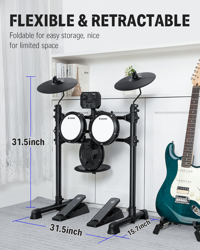 Donner DED-80 Electronic Drum Beginner Kit with Headphone/Drum Throne