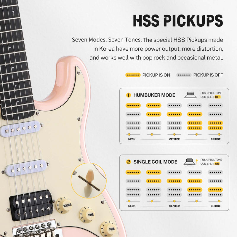 Donner DST-200 Designer Series Full Size Electric Guitar Kit HSS Pickup Solid Body Beginner Set w/Bag/Strap/Cable