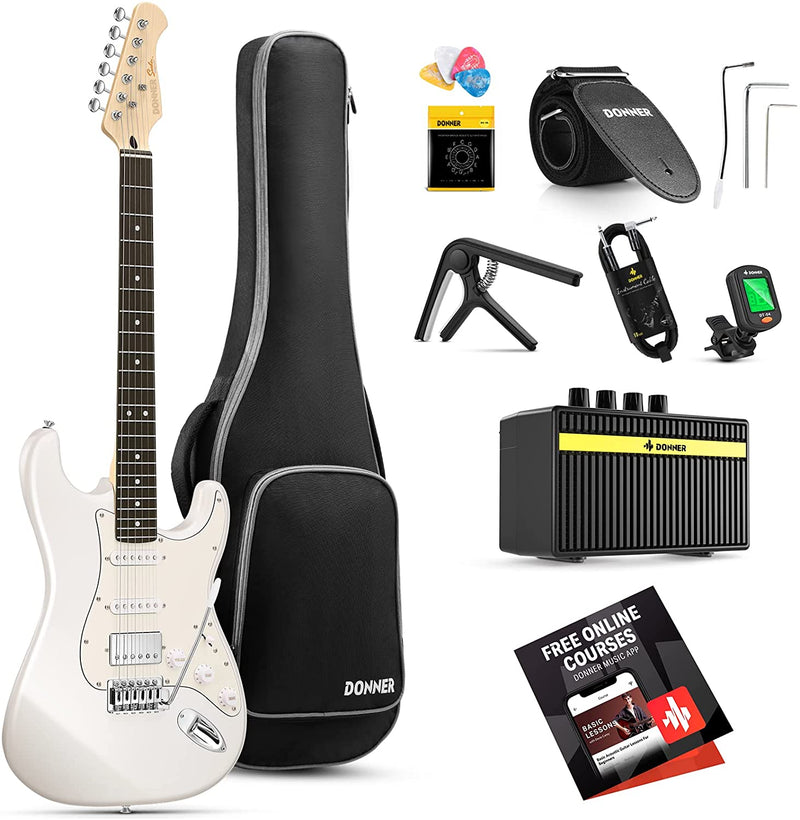 Donner DST-152 39-inch ST Electric Guitar Kit HSS Pickup with Amplifier
