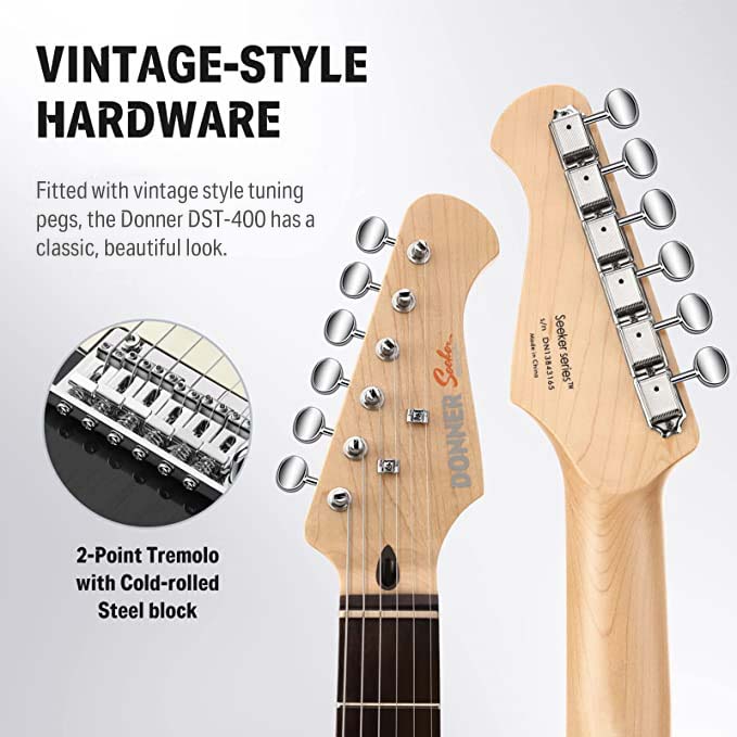 Donner DST-400 Full-Size S-Style ST Electric Guitar Kit Seeker Series Solid Alder Body H-S-S Pickup for Intermediate & Pro Players