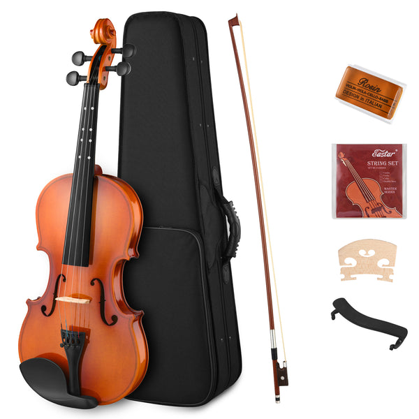 Eastar EVA-2 Violin Set Fiddle for Kids Beginners Students with Hard Case, Rosin, Shoulder Rest, Bow, and Extra Strings (Imprinted Finger Guide on Fingerboard) - Donnerdeal