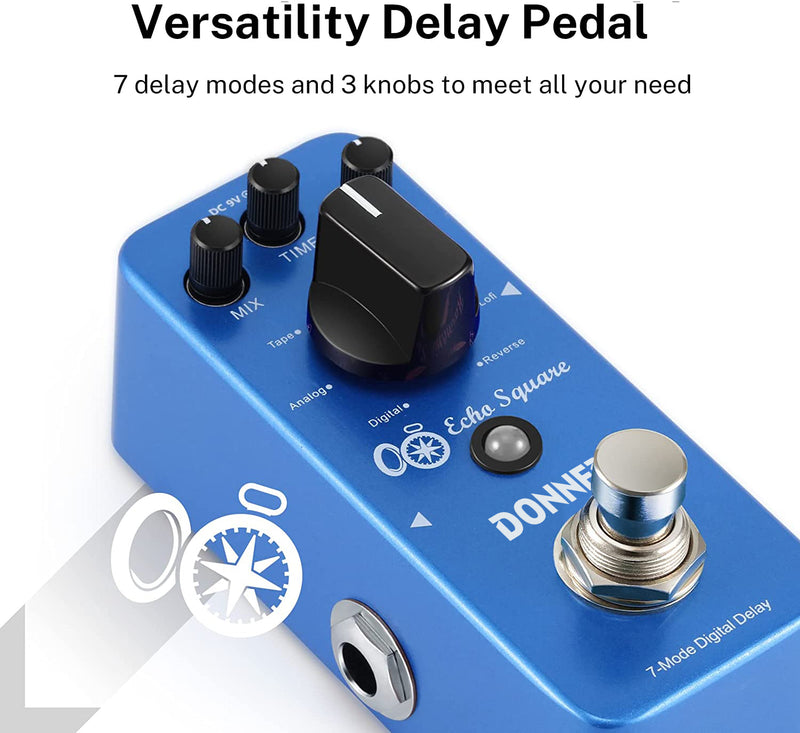 Donner 7-Mode Digital Delay Pedal Echo Square Multi-Effect Guitar Pedal