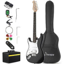 DonnerDST-100BL Solid Body 39 Inch Left Handed Electric Guitar Kit Black, Beginner Starter, Amplifier, Bag, Capo, Strap, String, Tuner, Cable, Picks - Donnerdeal
