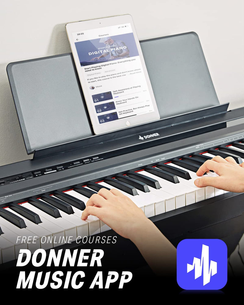 Donner DEP-10 88 Key Semi-Weighted Portable Digital Piano with Furniture Stand
