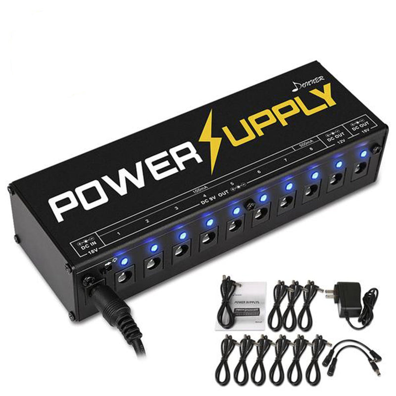 Donner DP-1 Guitar Pedal Power Supply 10 Isolated DC Output for 9V/12V/18V Effect Pedal - Donnerdeal